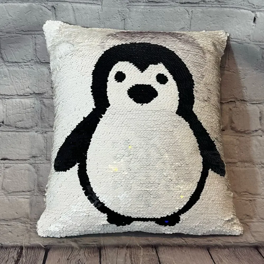Pier 1 Penguin Sequin Reversible Throw PIllow